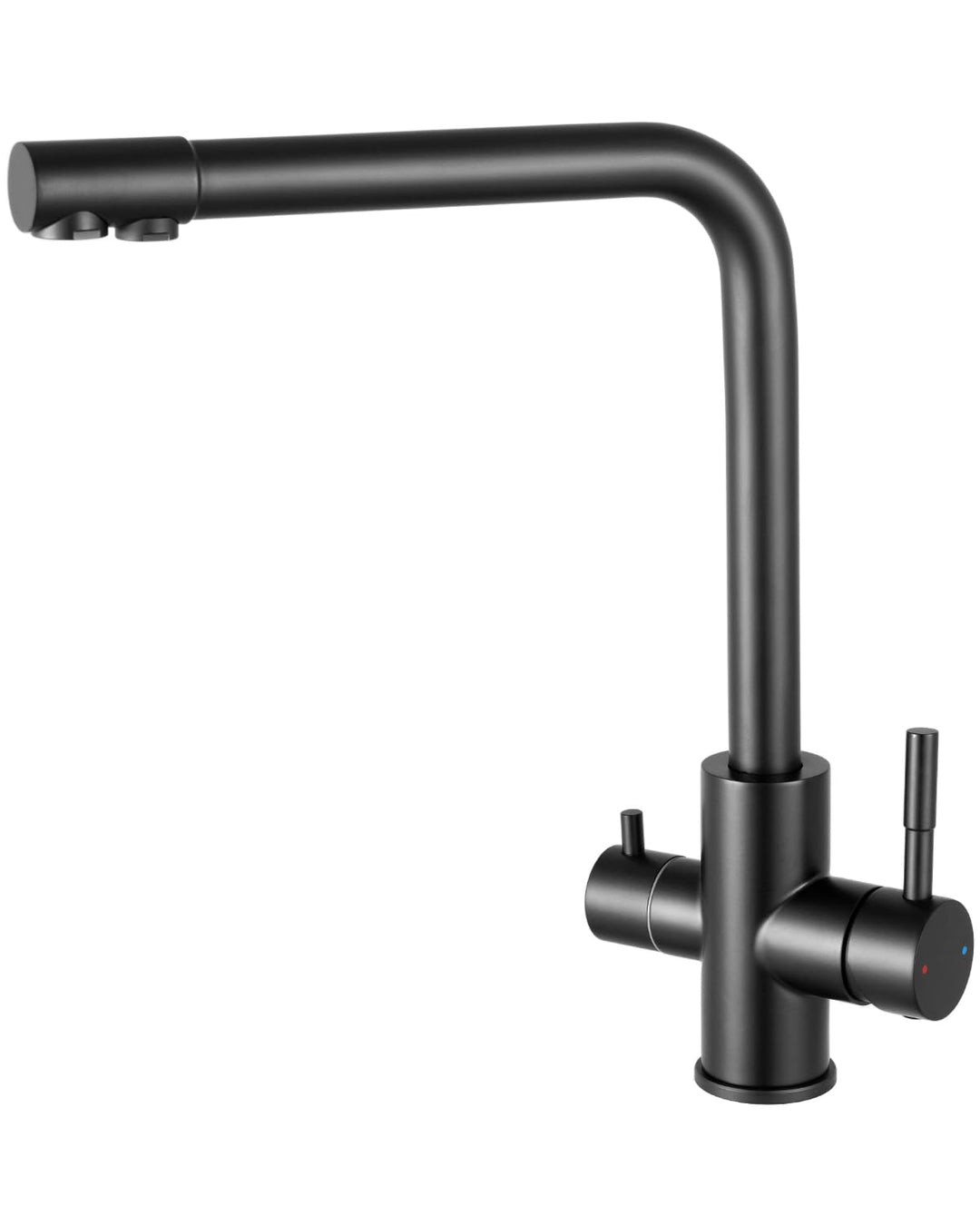 3 Wege Wasserhahn Küche Schwarz, Küchenarmatur Mit 2 Hebel, Mischbatterie Küche Mit Heissem Und Kalt