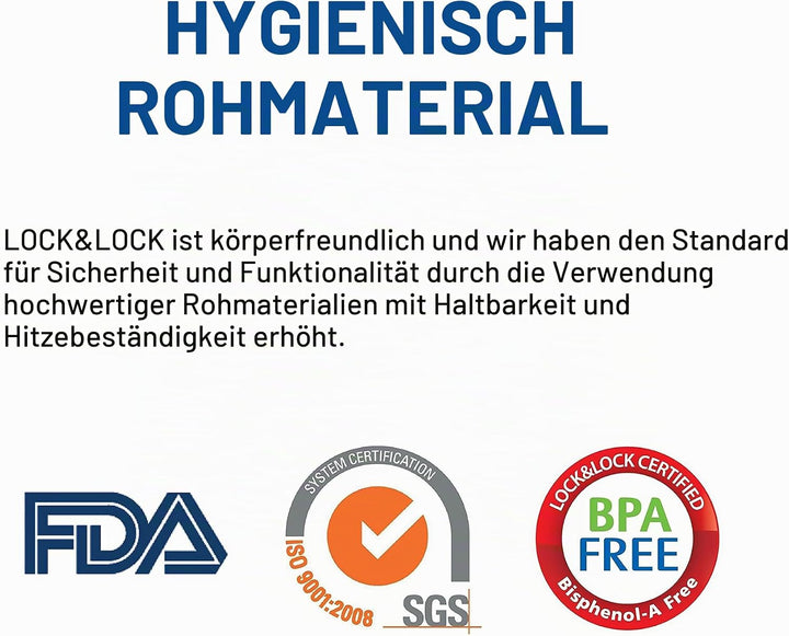 3 x Schloss & Lock 2.6L stapelbare Frischhaltedosen rechteckiger HPL826