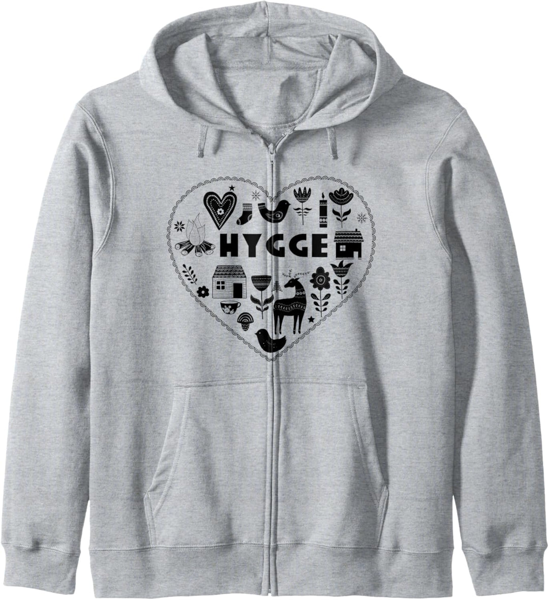 Hygge Heart Dänish Cozy Symbole skandinavische Kunst Kapuzenjacke