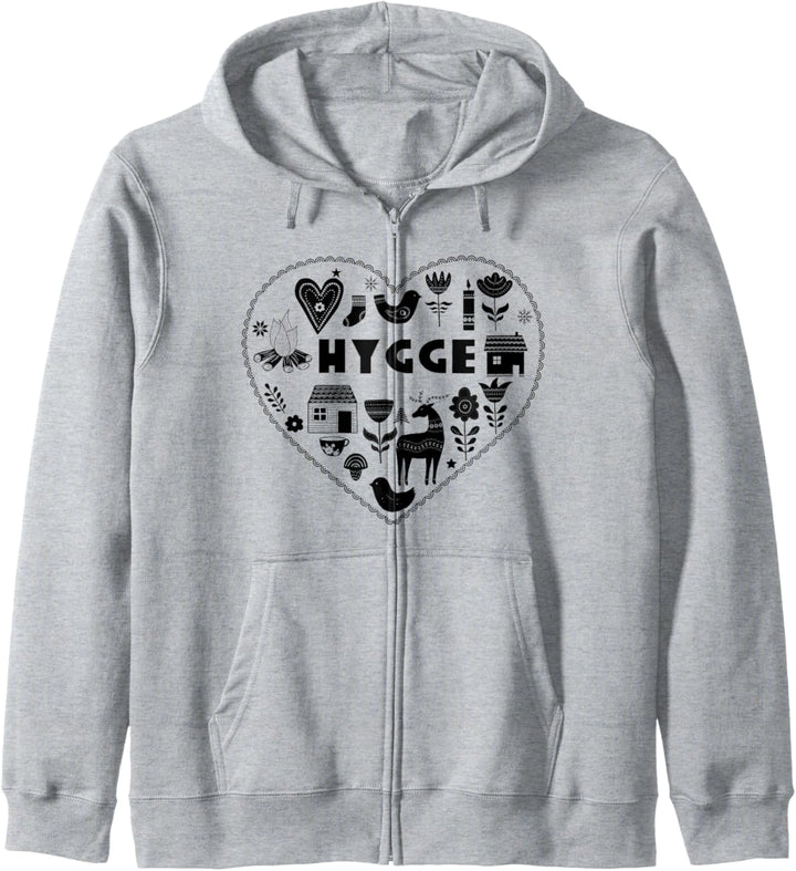 Hygge Heart Dänish Cozy Symbole skandinavische Kunst Kapuzenjacke