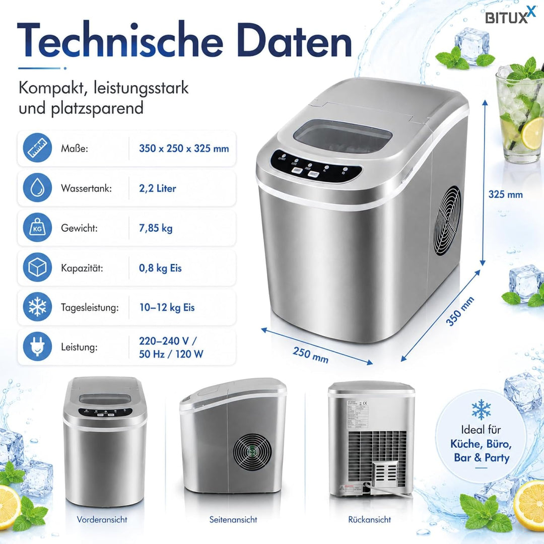 ms-point Eiswürfelmaschine, Eiswürfelbereiter, Icemaker in Silber