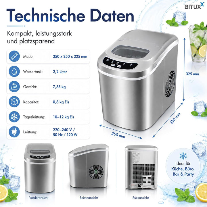 ms-point Eiswürfelmaschine, Eiswürfelbereiter, Icemaker in Silber