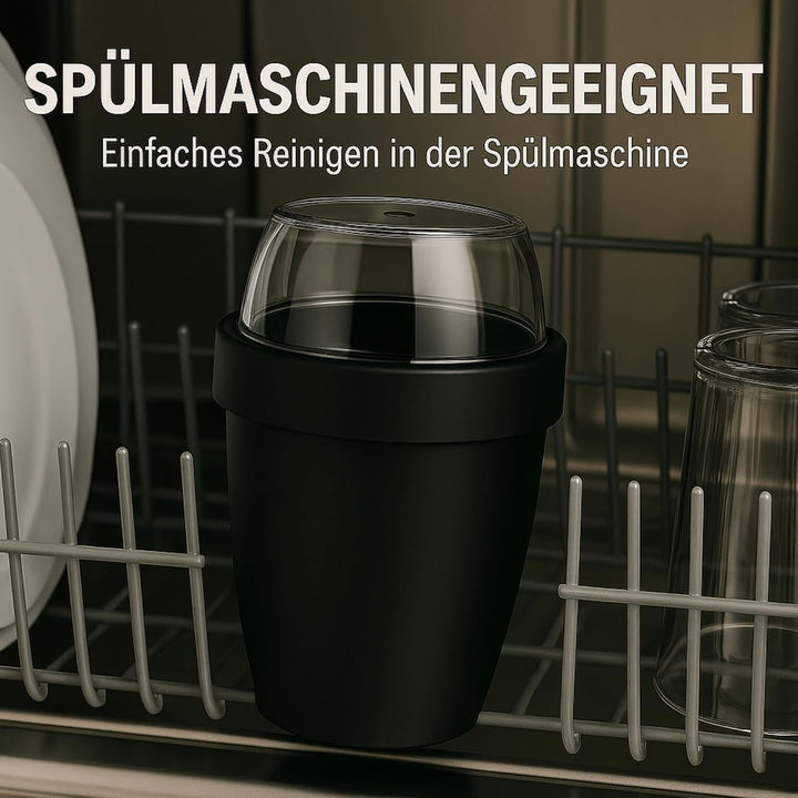 Müslibecher 2in1-700 ml – 2 auslaufsichere Fächer (500 ml + 200 ml) – mikrowellen‑ & tiefkühlgeeigne