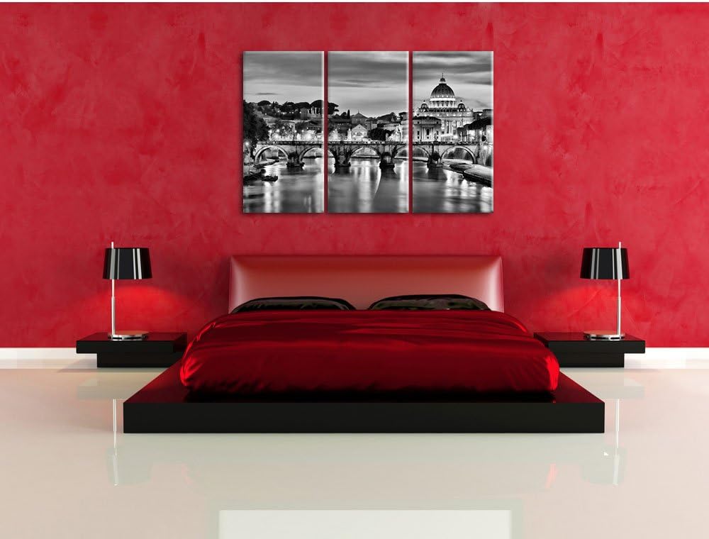 Pixxprint Monocrome, Vatikan, Petersplatz, Sehenswürdigkeit 3-Teiler Leinwandbild 120x80 Bild auf Le