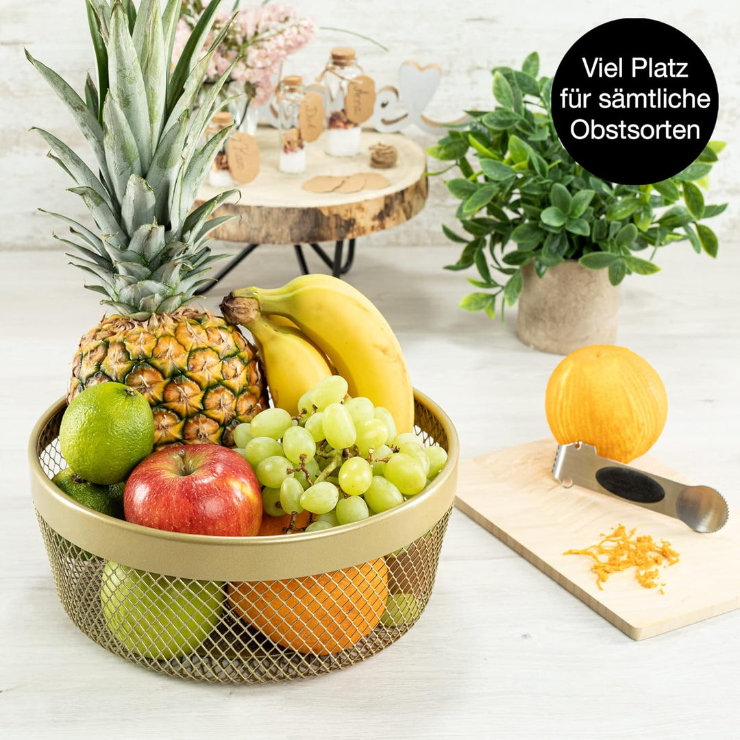 Moritz & Moritz Obstschale Gold Modern 25cm - Obstkorb Gold Metall – Korb für Geschenke, Früchte, Ge
