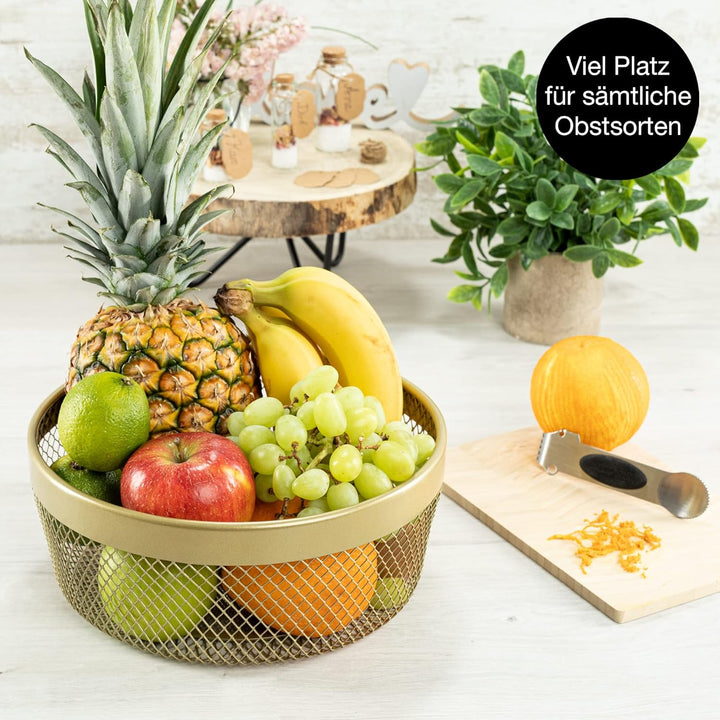 Moritz & Moritz Obstschale Gold Modern 25cm - Obstkorb Gold Metall – Korb für Geschenke, Früchte, Ge