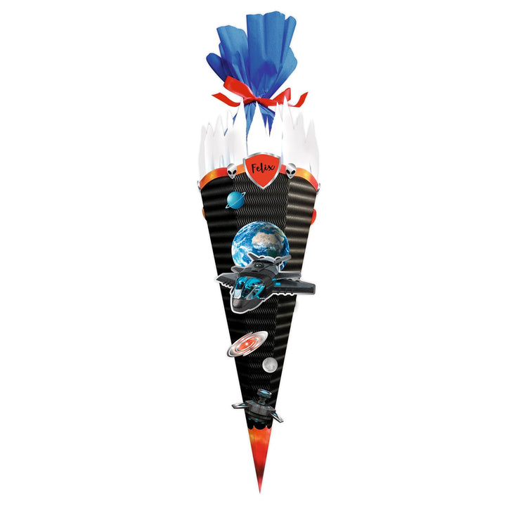 CREATIV DISCOUNT Schultüten-Bastelset Easy Line, inkl. Zubehör & Anleitung, 68 cm (Schwarz, Spaceshi