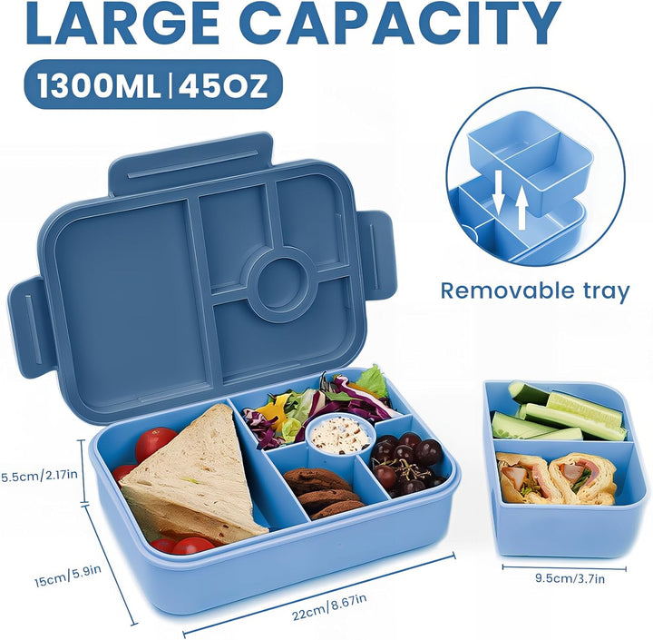Bugucat Brotdose Kinder mit Fächern 1300ML,Lunchbox Kinder Auslaufsicher mit 5 Fächern,Bento Box Lun
