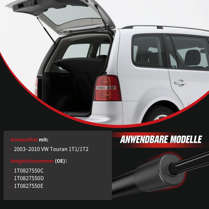 Gasfeder Heckklappe kompatibel mit VW Touran 1T1/1T2 (2003–2010), OTUAYAUTO 2 Stück Heckklappendämpf