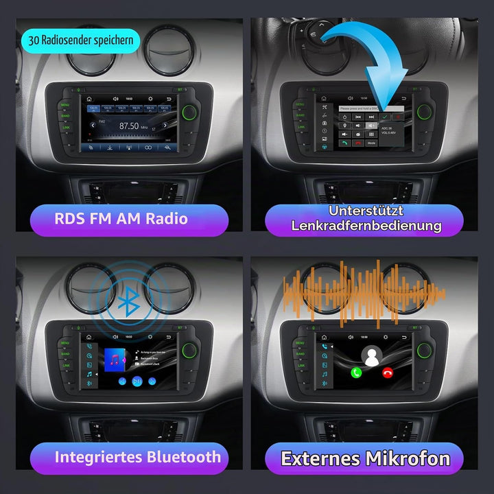 Auto-Radio für Seat Ibiza 6j IV 2008-2014 | Linux-System,Hohe Leistung, Ibiza Radio mit Wireless Car