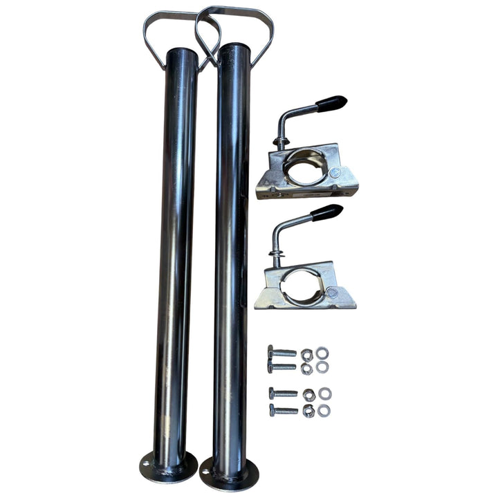 mb-m Abstellstützen-Set für PKW-Anhänger, 2 x 600 mm Stützen, 2 Halter, Montagematerial
