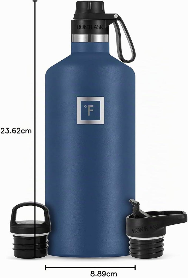 IRON °FLASK Edelstahl Trinkflasche mit 3 Deckel - Auslaufsicher Thermosflasche - Metall Wasserflasch