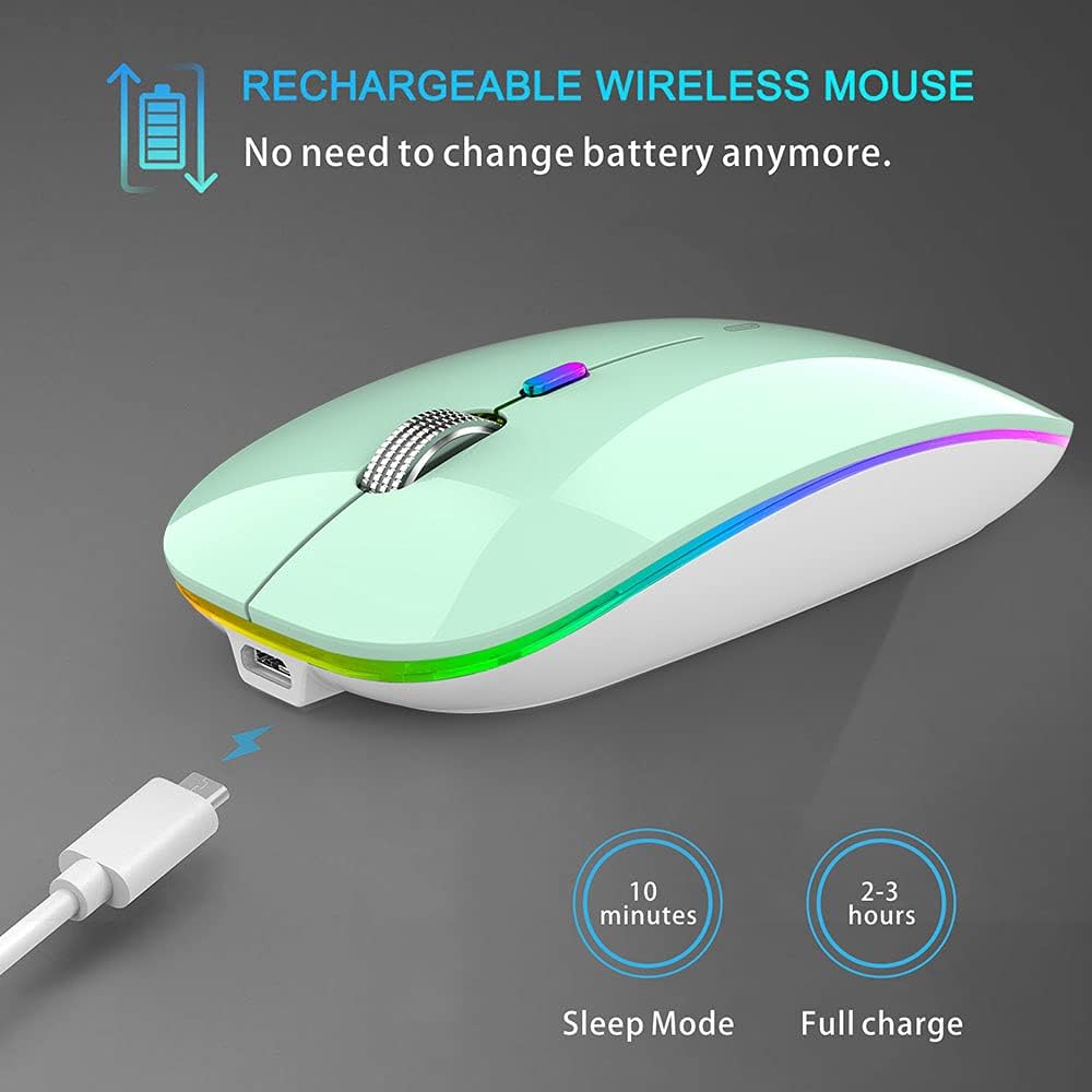 Uiosmuph Bluetooth Maus Kabellose, LED Funkmaus wiederaufladbar Leise Wireless Mouse 2.4GHz Kabellos