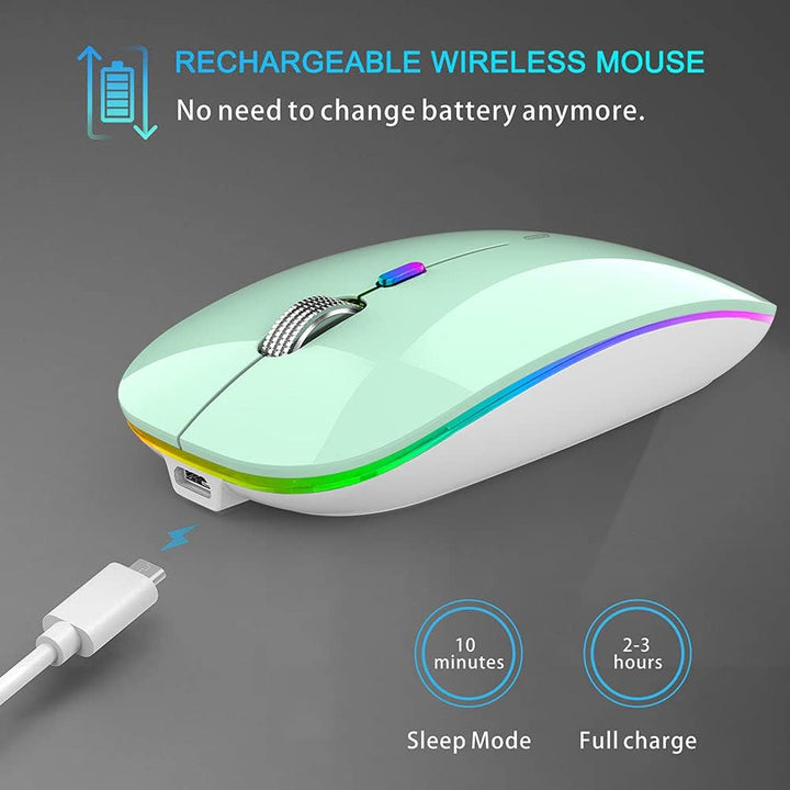 Uiosmuph Bluetooth Maus Kabellose, LED Funkmaus wiederaufladbar Leise Wireless Mouse 2.4GHz Kabellos