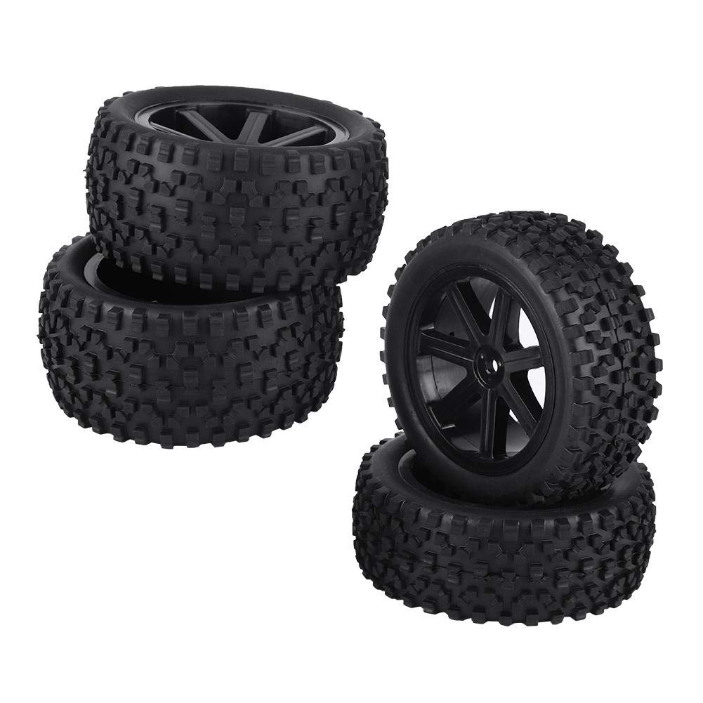Qiterr 4pcs RC Auto-Reifen, 1/10 RC LKW-Gummireifen-Rad-Reifen-Zusätze für das Laufen des Buggy-Kett