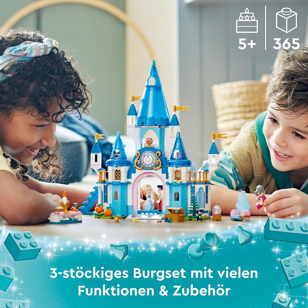 LEGO 43206 Disney Princess Cinderellas Schloss Spielzeug zum Bauen mit 3 Mini-Puppen, Puppenhaus ink