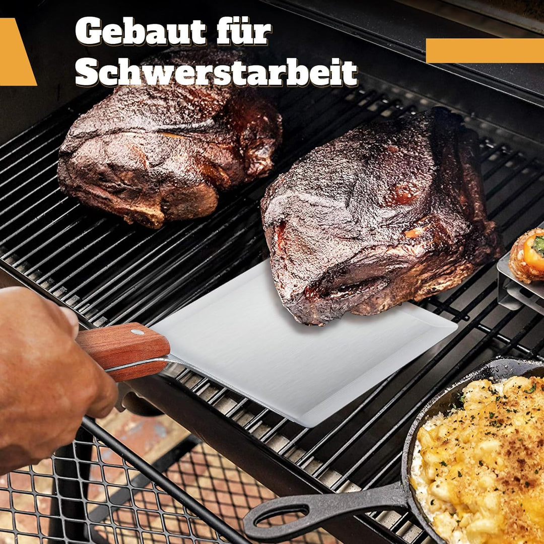 PURPLEBIRD Grillspachtel Set aus Edelstahl, Plancha Spachtels Set mit Gross Grillwender für Smash Bu