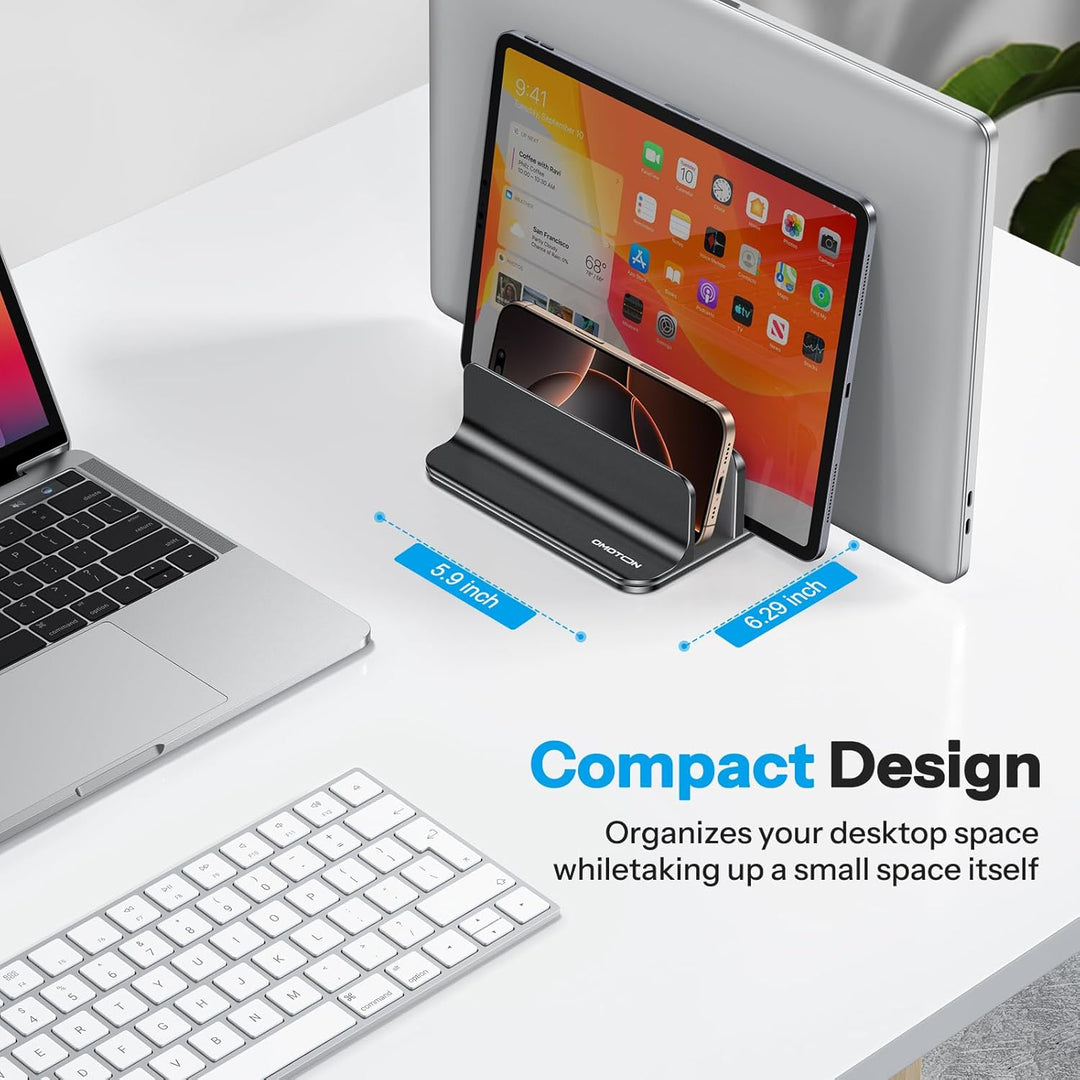 OMOTON 3 Slot Aluminium Vertikal Laptop Ständer, Verstellbarer Notebook Ständer, Laptop Halterung fü