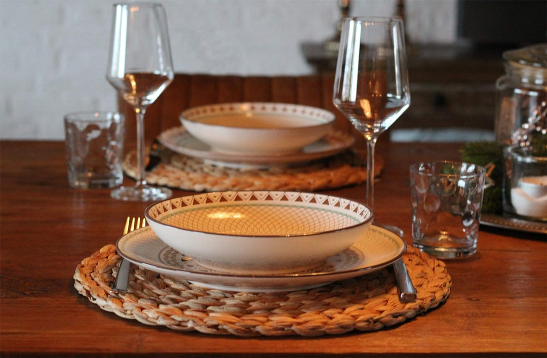 Decorasian Platzset aus Seegras - Wasserhyazinthe, 6er Set Tischset abwischbar 35cm Tischuntersetzer