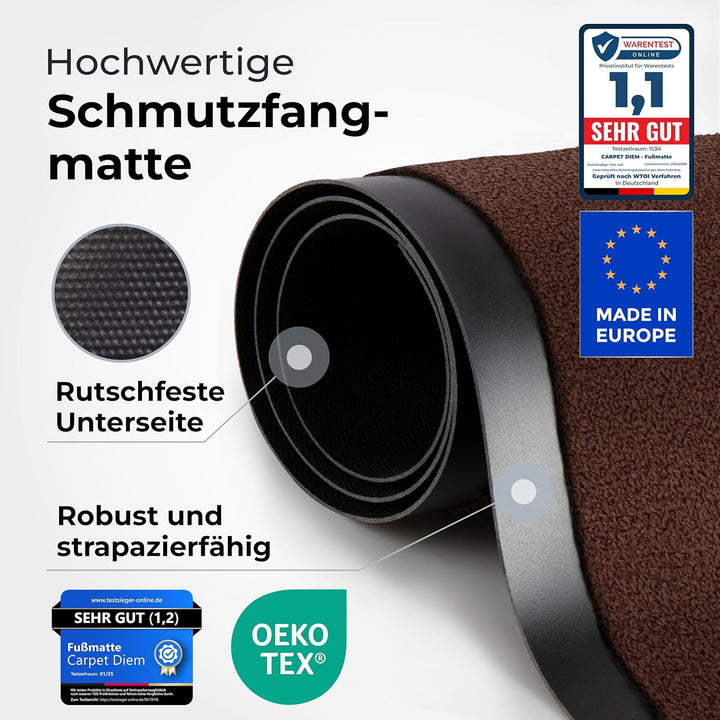 Carpet Diem Fussmatte, einfach sauber I Schmutzfangmatte Eingangsbereich - Fussmatte Innen & Aussen,