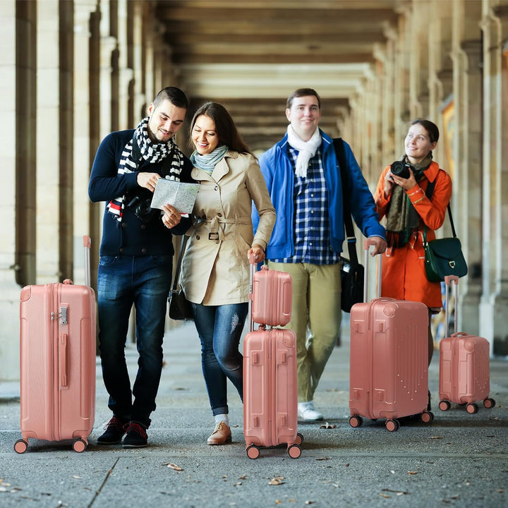 LEADZM Kofferset 5 teilig, Reisekoffer Set mit Kosmetikkoffer & verstärkten Ecken, Koffer Set Hartsc