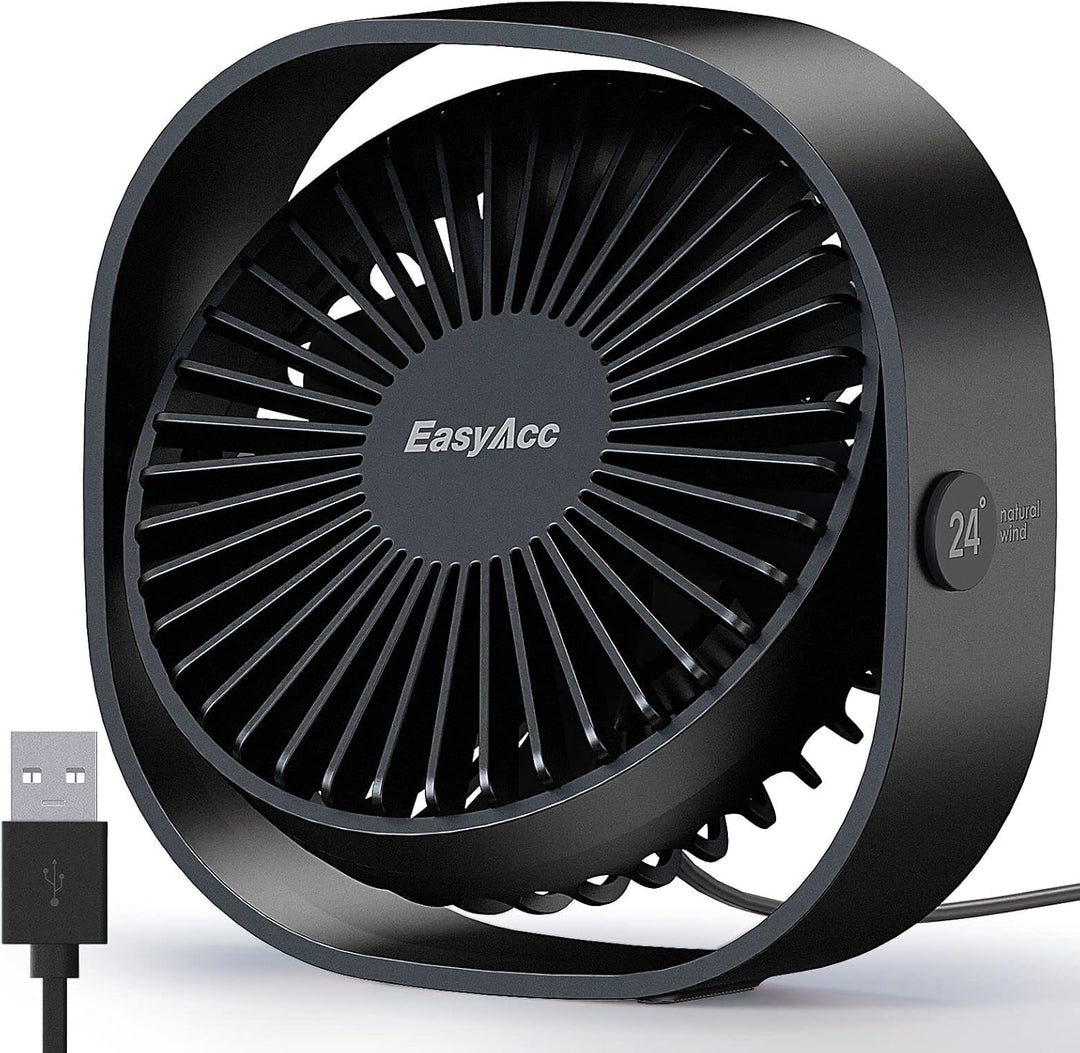 EasyAcc USB Ventilator, Mini Ventilator USB Tischventilator leise Klein 2 Jahre Garantie Starker Exq