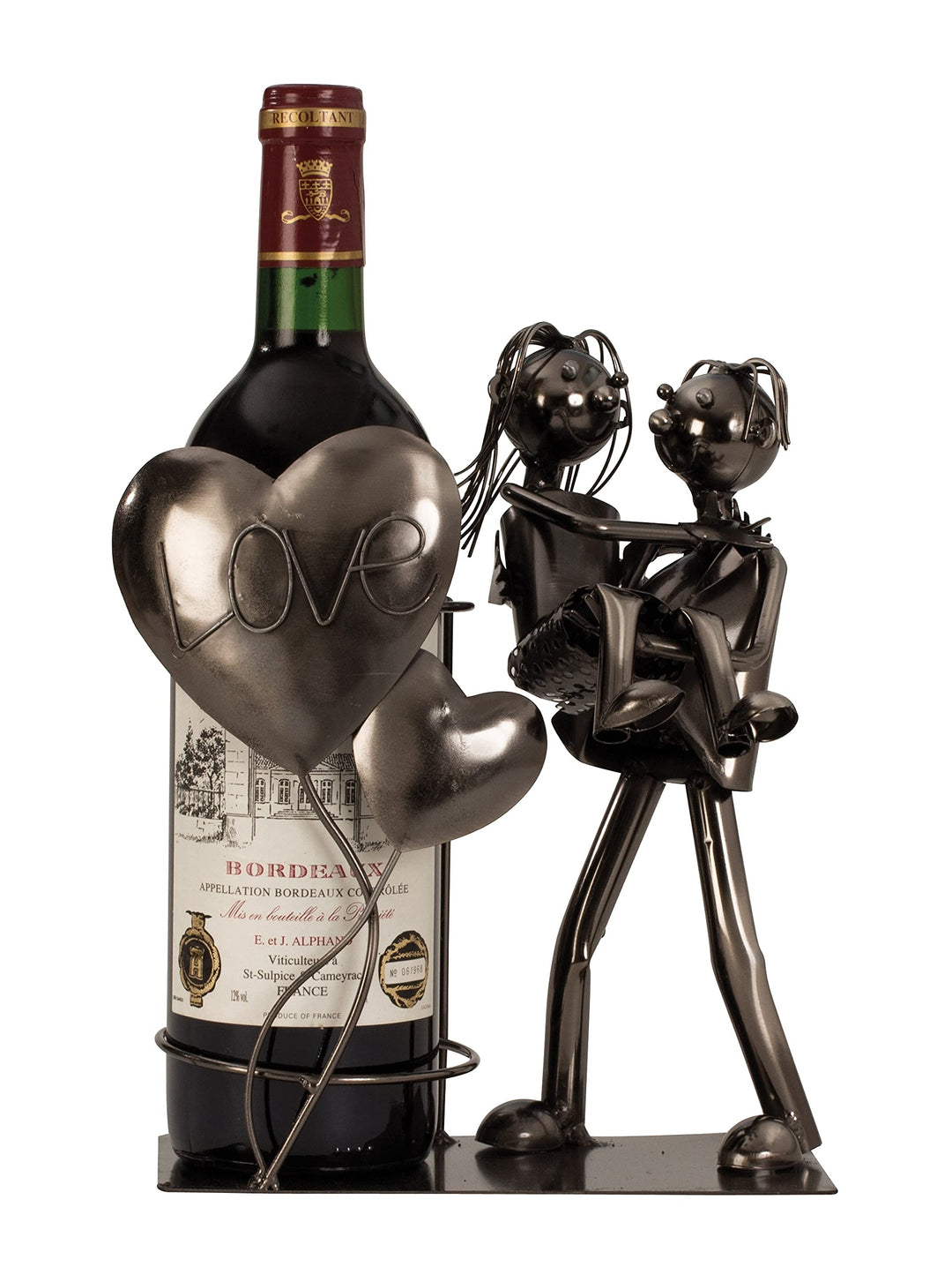 Moderner Wein Flaschenhalter Liebespaar Love aus Metall Höhe 24 cm Breite 19 cm