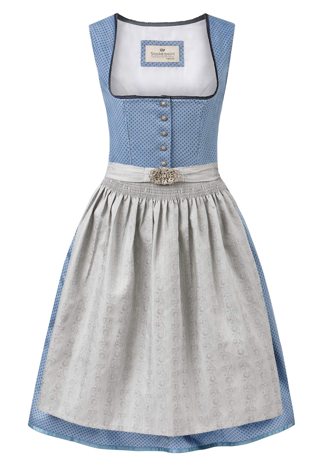 Stockerpoint Damen Dirndl INES Kleid für besondere Anlässe 40 Blau-grau, 40 Blau-grau