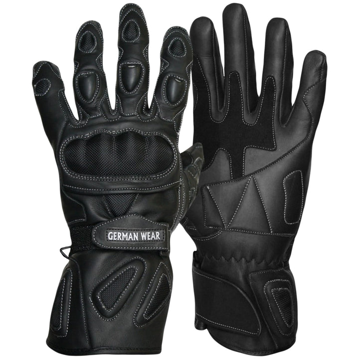 German Wear Motorradhandschuhe Motorrad Biker Lederhandschuhe Schwarz 8=m, 8=m