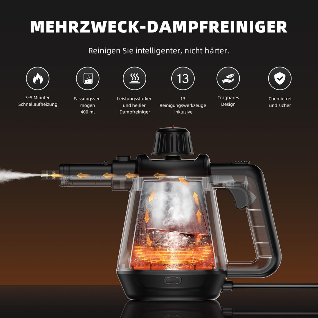 Dampfreiniger, 1200W Hochdruck-Dampfreiniger Handgerät für alles Weiss, Weiss