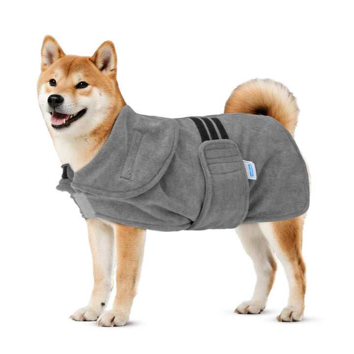 Nobleza Hundebademantel Mikrofaser mit Klettverschluss,Super saugfähig und schnell trocknend,Bademan