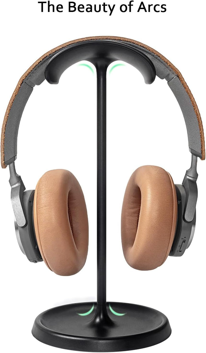 Kopfhörer Ständer, Gebogener Headset Halterung mit Ablagefach, Schwere Basis Gaming Kopfhörer Halter