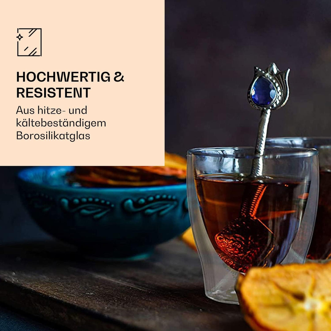 DUOS® Espressotassen Glas 4x80ml, Doppelwandige Gläser Latte Macchiato, Doppelwandige Kaffeegläser,