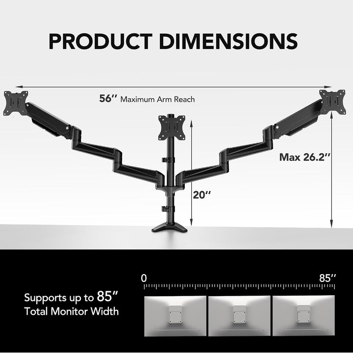 HUANUO Monitor Halterung 3 Monitore für 17-32 Zoll Bildschirme, Bildschirmhalterung 3 Monitore Höhen