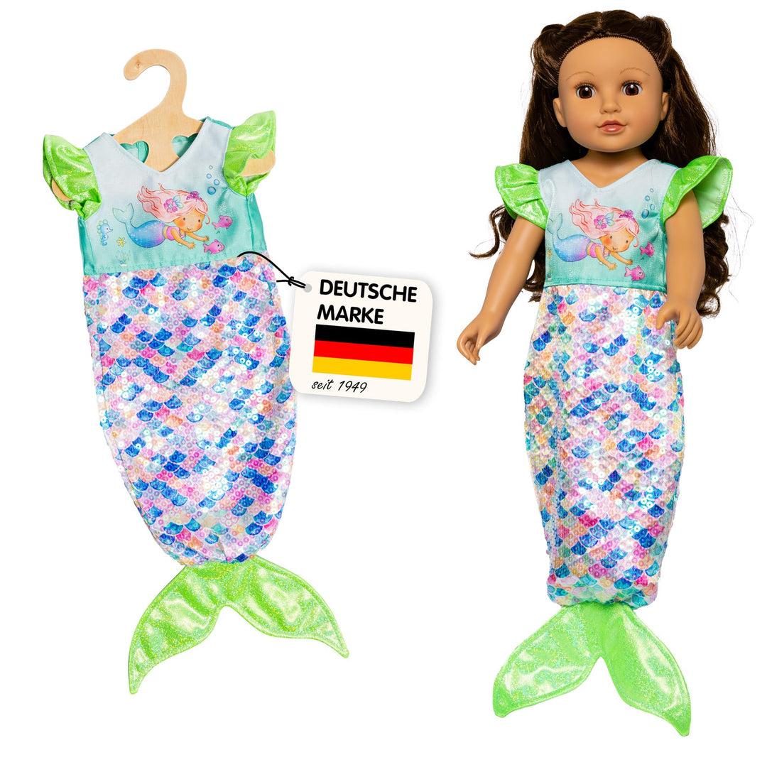 Heless 2320 - Puppenkleidung im Design Meerjungfrau Yara, Kleid mit glitzernden Pailletten für Puppe