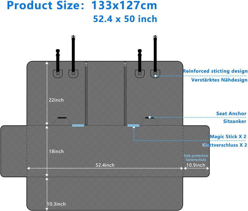 Alfheim Hundedecke Auto Rückbank, wasserdichter und Rutschfester Autositzbezüge, Autodecke Hund Rück