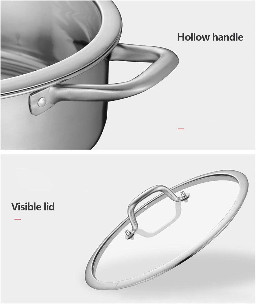 Hot Pot Kochtopf 304 Edelstahl Hotpot Kocher Mit 2 Suppenkellen Trennwand und Deckel für Induktionsk