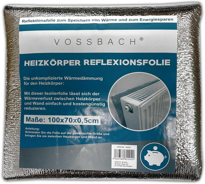 2x VOSSBACH Heizkörper Reflexionsfolie je 100 x 70 cm Dicke 0,5 cm Zuschneidbar Heizung Isolierfolie