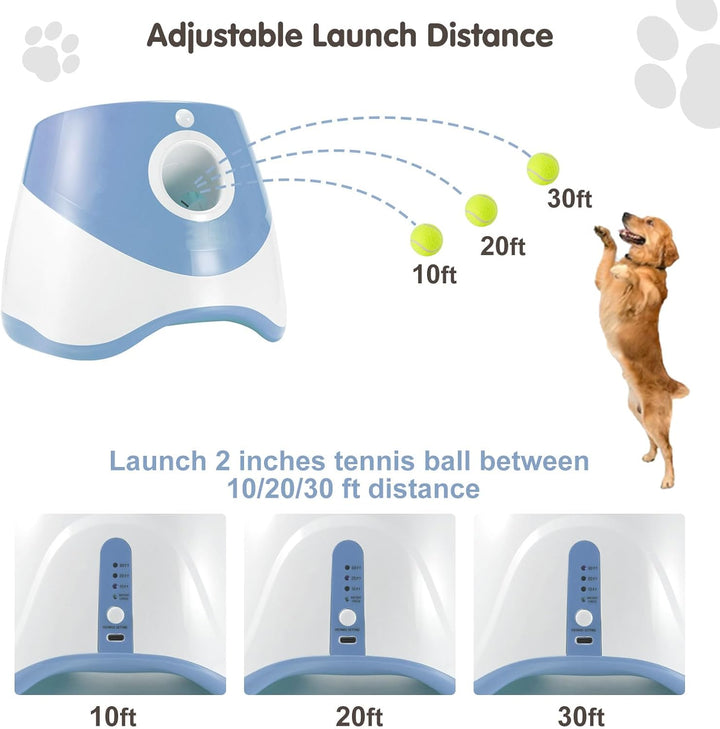 Automatischer Ballwerfer, Ballwurfmaschine Hund mit 6 Pcs 2" Tennisbällen, Kann 10-30ft werfen, Inte