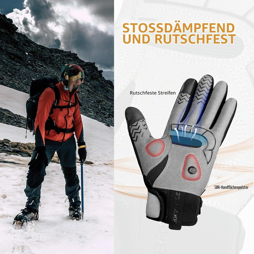 ROCKBROS Beheizte Handschuhe Winter Beheizbare Fahrradhandschuhe Touchscreen Warme Winddichte Heizha