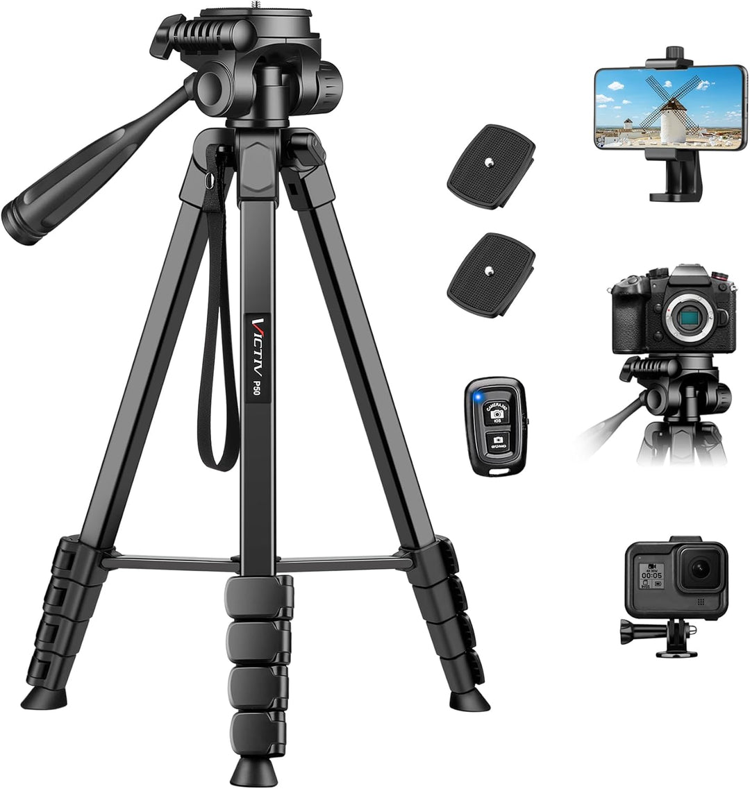 Victiv Neues Kamera Handy Stativ, 172cm Tragbares Camera Tripod, Aluminium Dreibein Stativ mit Abneh