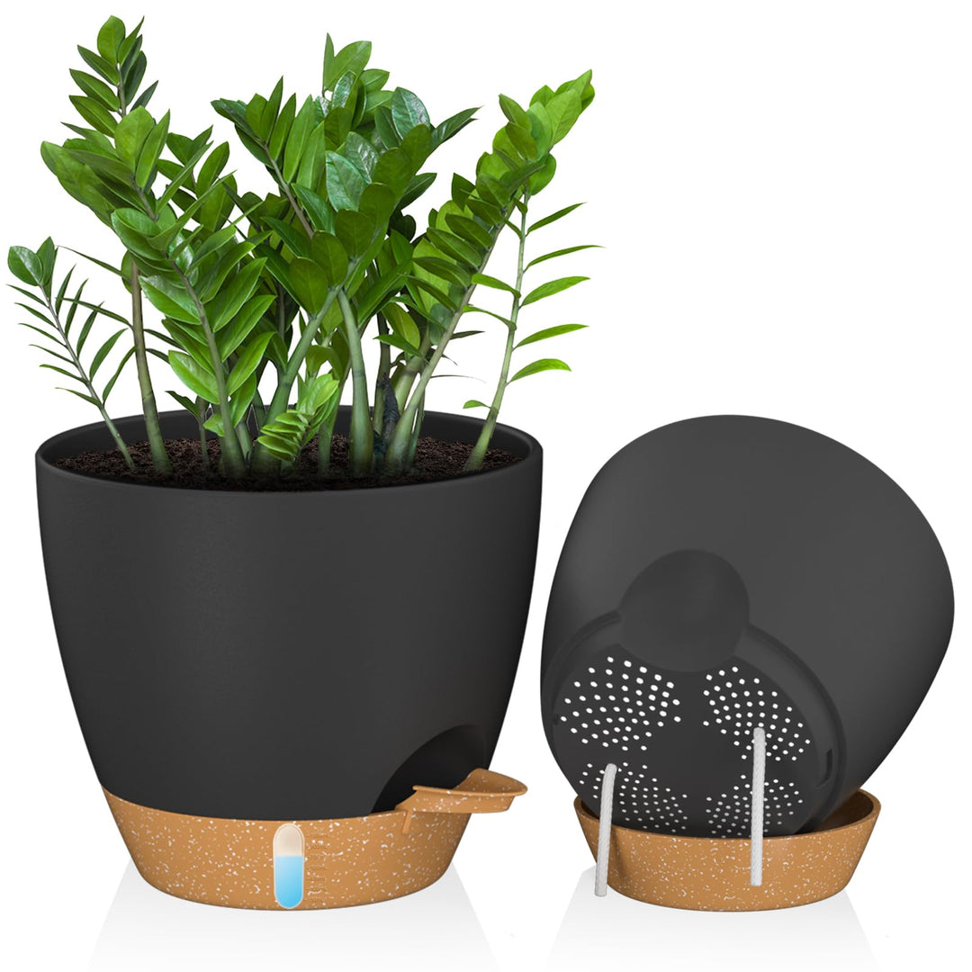 ZMTECH 30 cm Pflanztöpfe mit Bewässerungslippe Selbstbewässernde Pflanztöpfe mit Abflusslöchern und