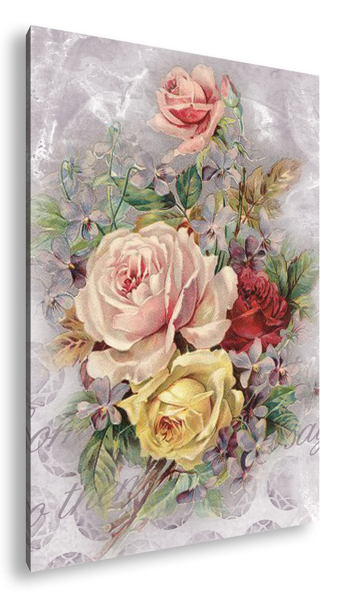 deyoli rosiger Blumenstrauss Format: 60x40 als Leinwandbild, Motiv fertig gerahmt auf Echtholzrahmen
