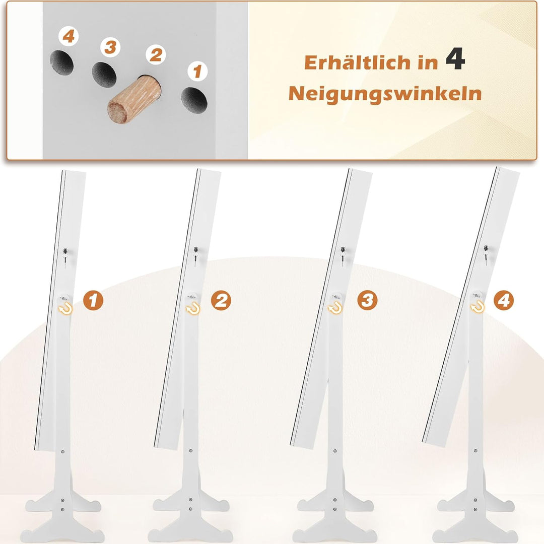 COSTWAY Schmuckschrank neigungsverstellbar, freistehender Schmuckregal mit Ganzkörperspiegel & inner