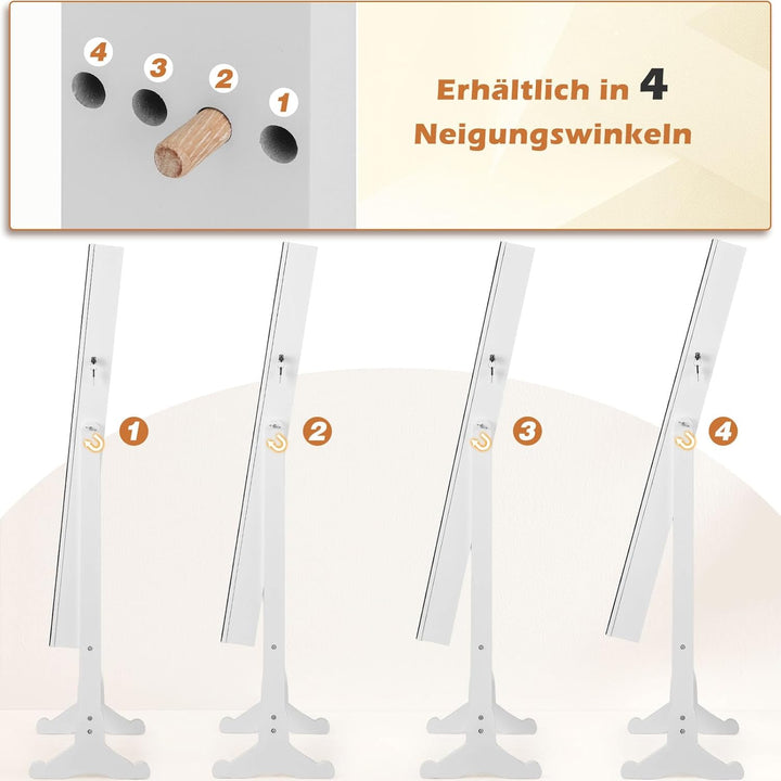 COSTWAY Schmuckschrank neigungsverstellbar, freistehender Schmuckregal mit Ganzkörperspiegel & inner