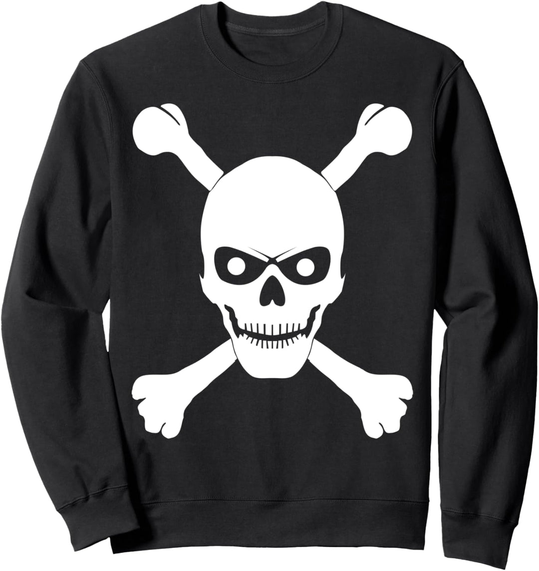Schädel und gekreuzte Knochen in Weiss Sweatshirt
