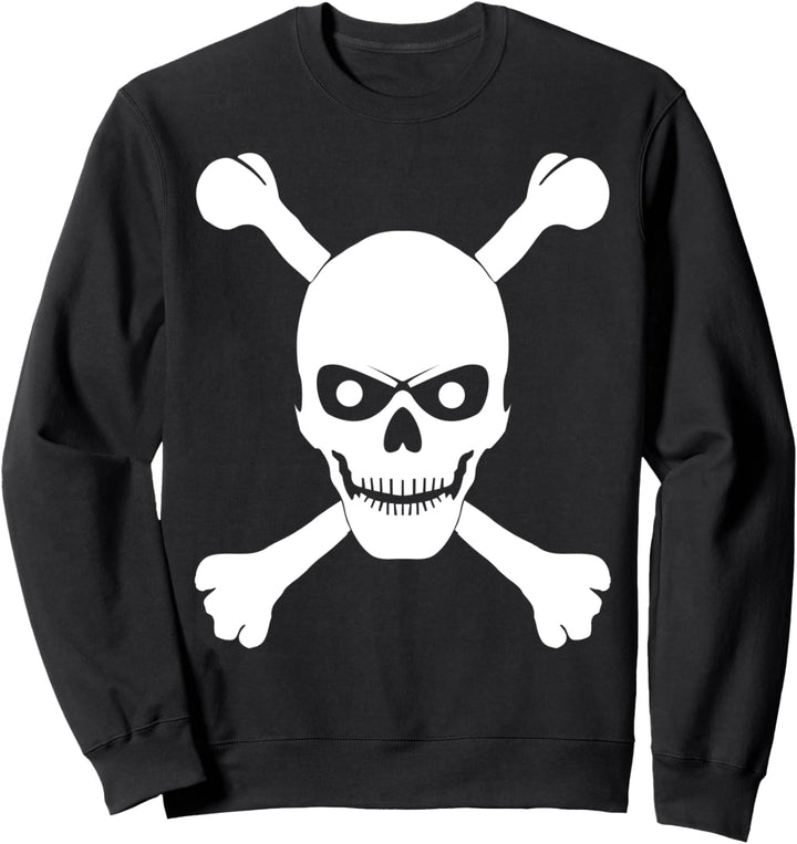 Schädel und gekreuzte Knochen in Weiss Sweatshirt