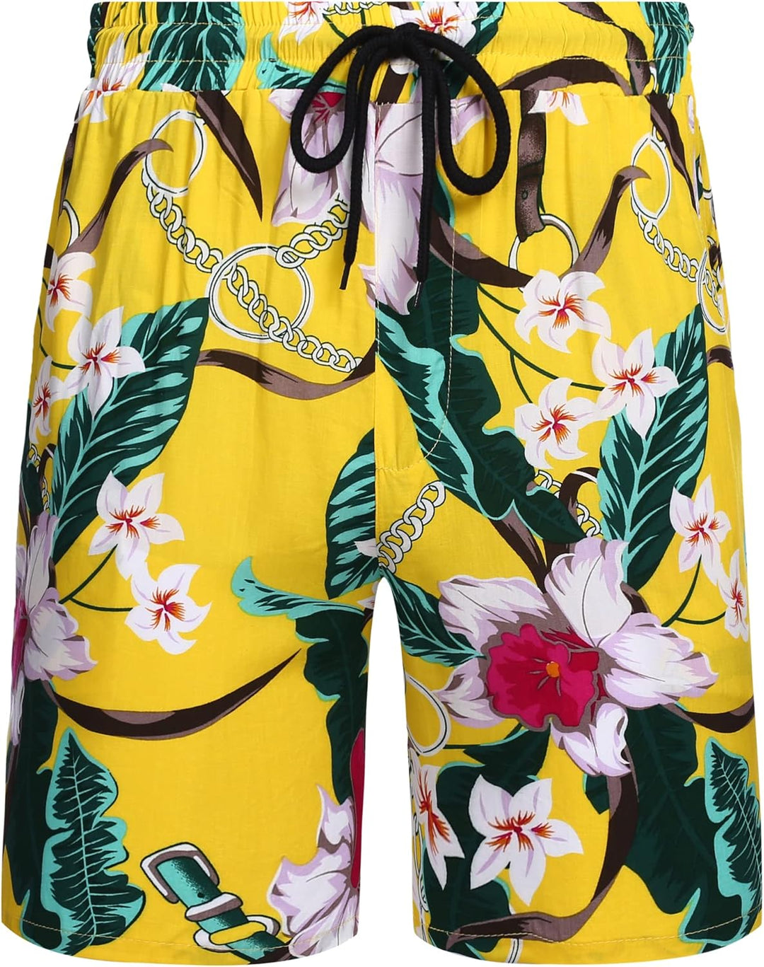 COOFANDY Herren Hemd Kurzarm Sommerhemd Floral Hawaiihemd Flamingo Party Hemden und Shorts Set Stran