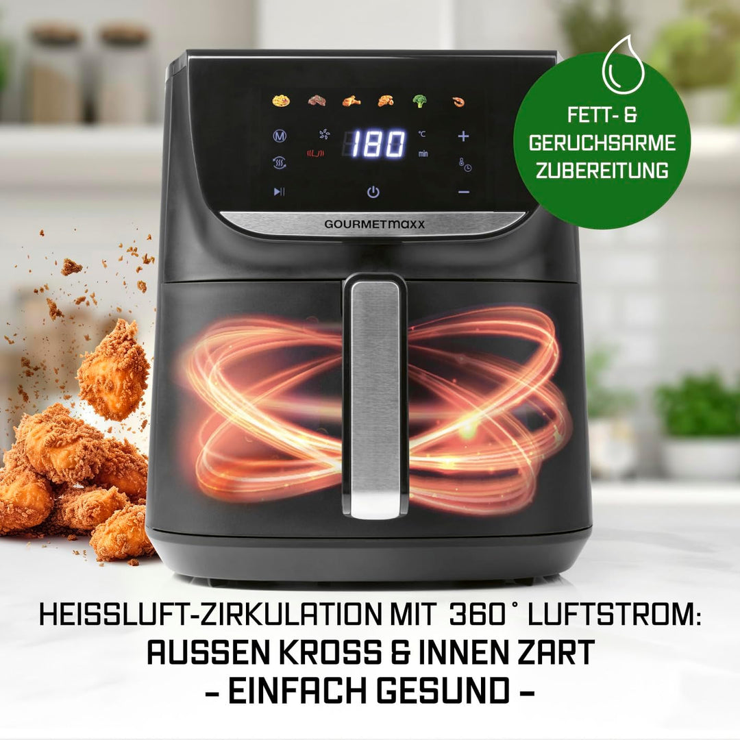 GOURMETmaxx AirGenius Heissluftfritteuse - 5,5 L Airfryer | Fritteuse mit 7 Programmen | Minibackofe