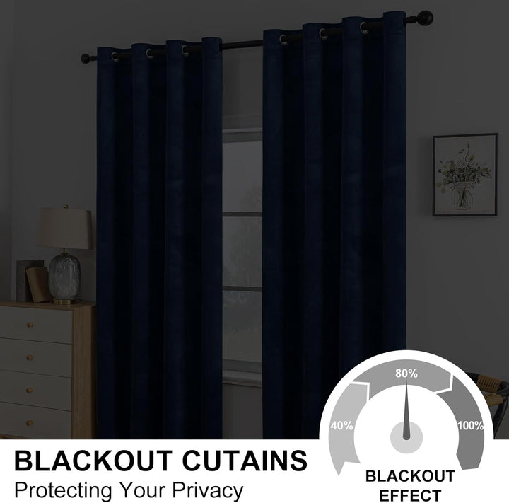 YSTELLAA Samtvorhang 2er Set, Gardinen Vorhänge, 140×280cm, Verdunklungsvorhänge Schlafzimmer Mit Ös